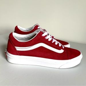 Vans Old Skool Skateboard Classic Red and White Suede Sneakers Size 7